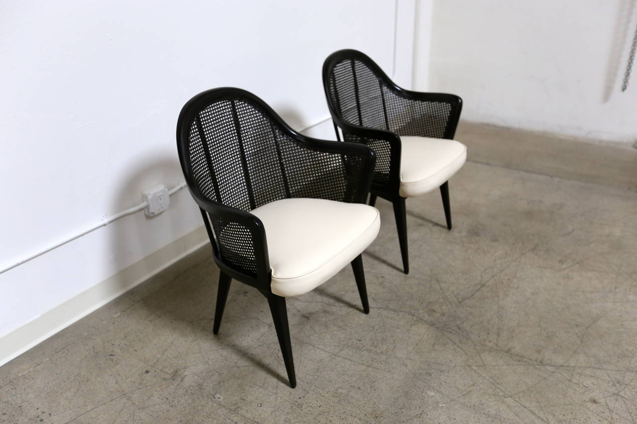 20th Century Pair of Caned Back Armchairs by Harvey Probber