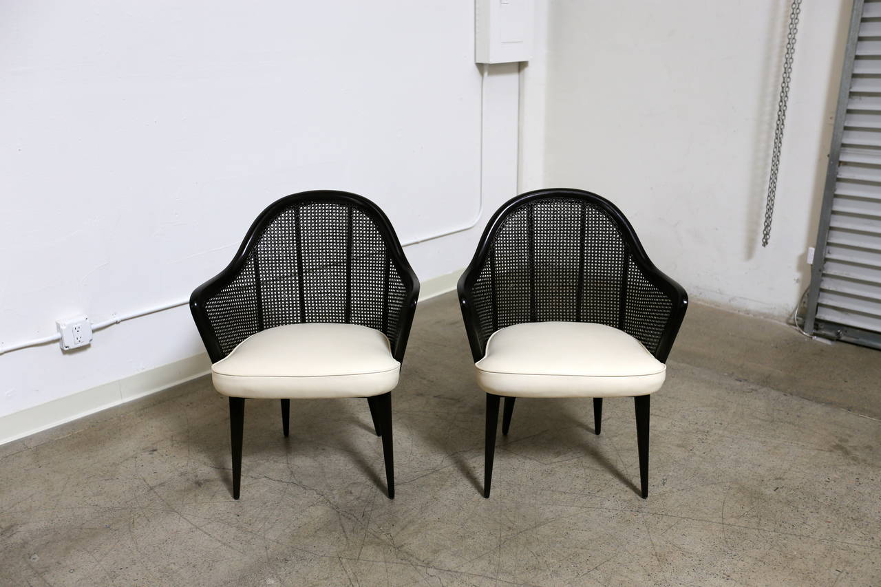Pair of Caned Back Armchairs by Harvey Probber 2