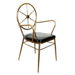Italian 1950's brass arm chair by CHIAVARI