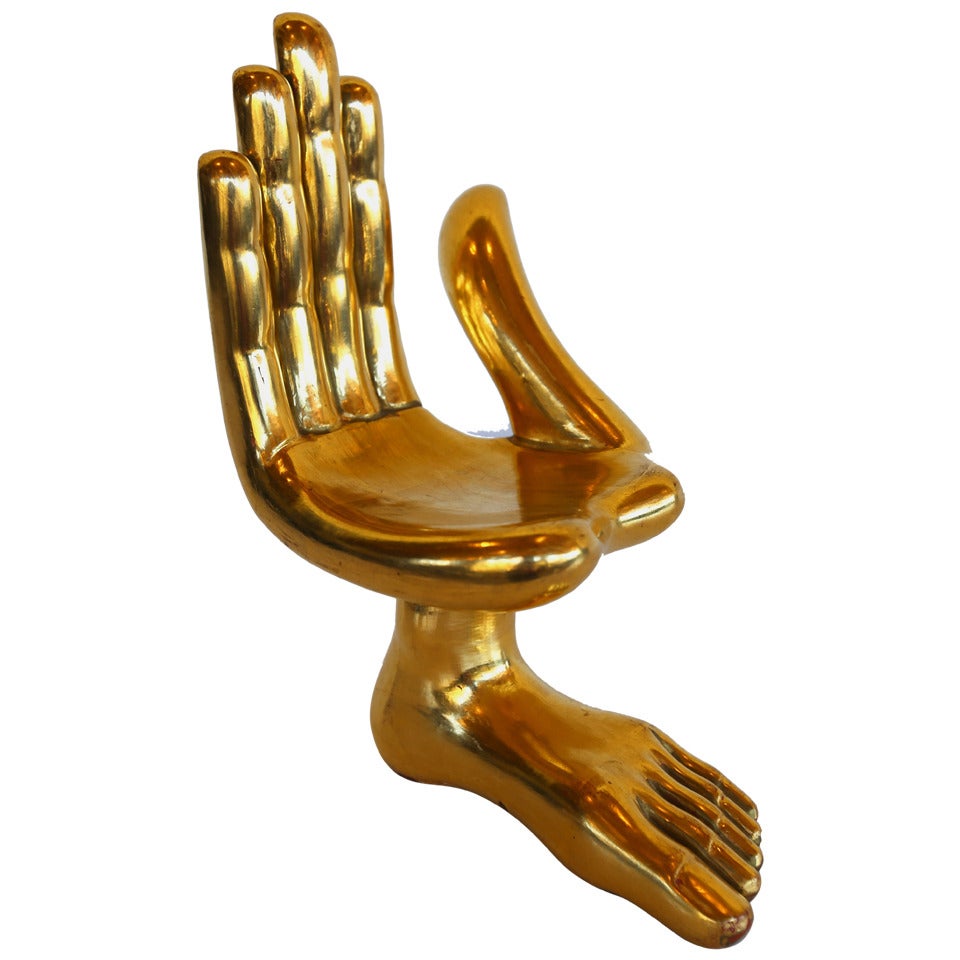 Pedro Friedeberg Gilt Hand Foot Sculpture