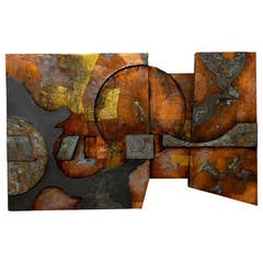 Large Brutalist Wall Sculpture, Signed DeVoe