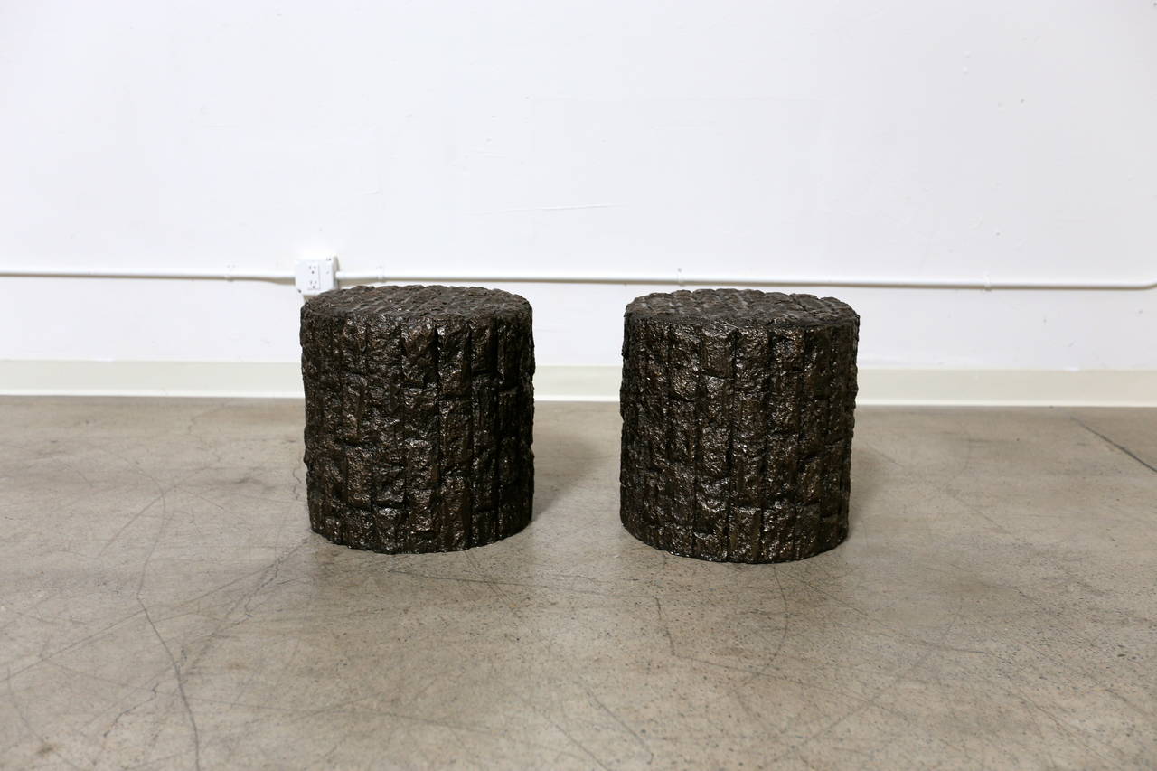 Unknown Pair of Brutalist Drum Side Tables