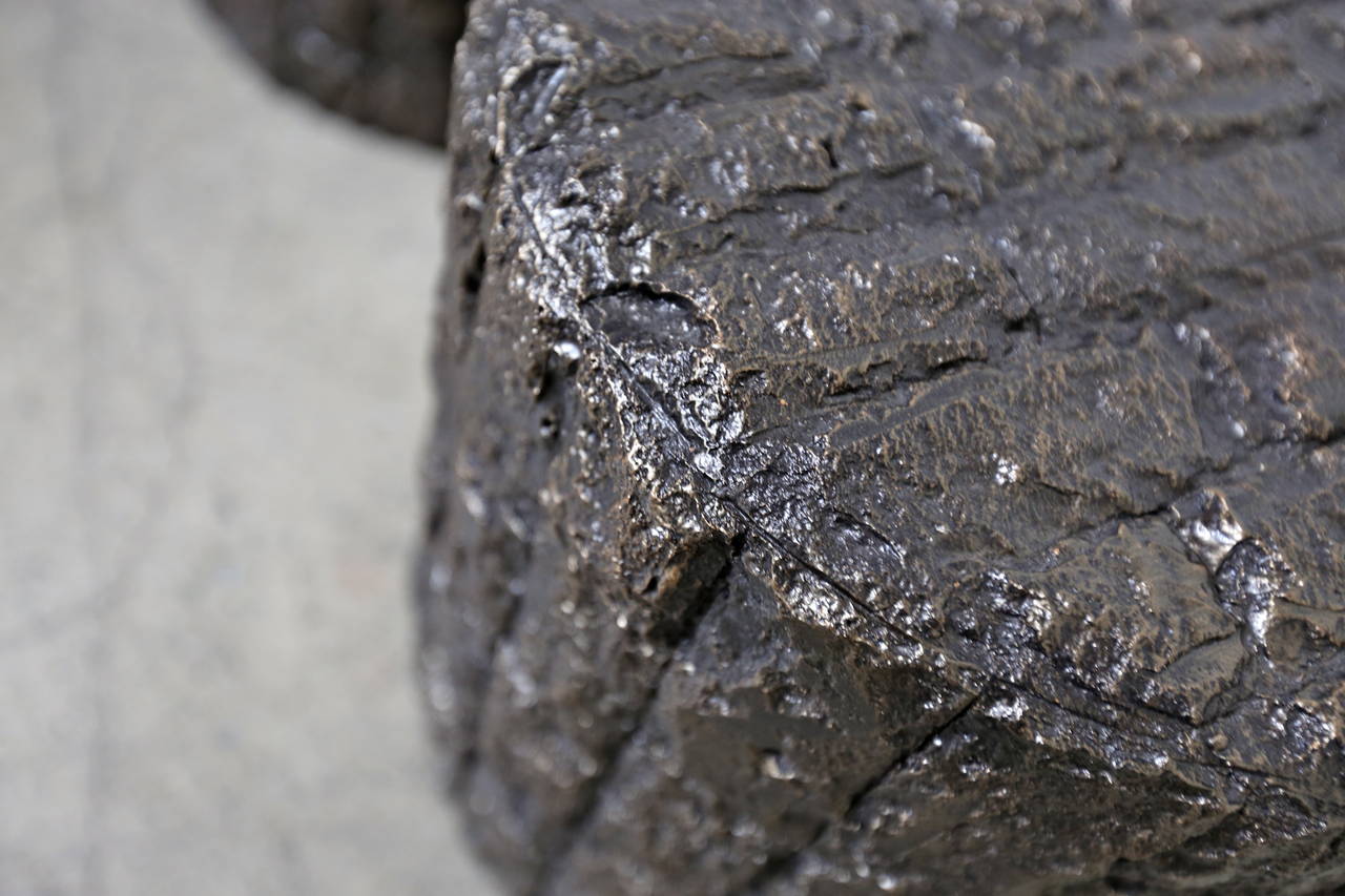 20th Century Pair of Brutalist Drum Side Tables