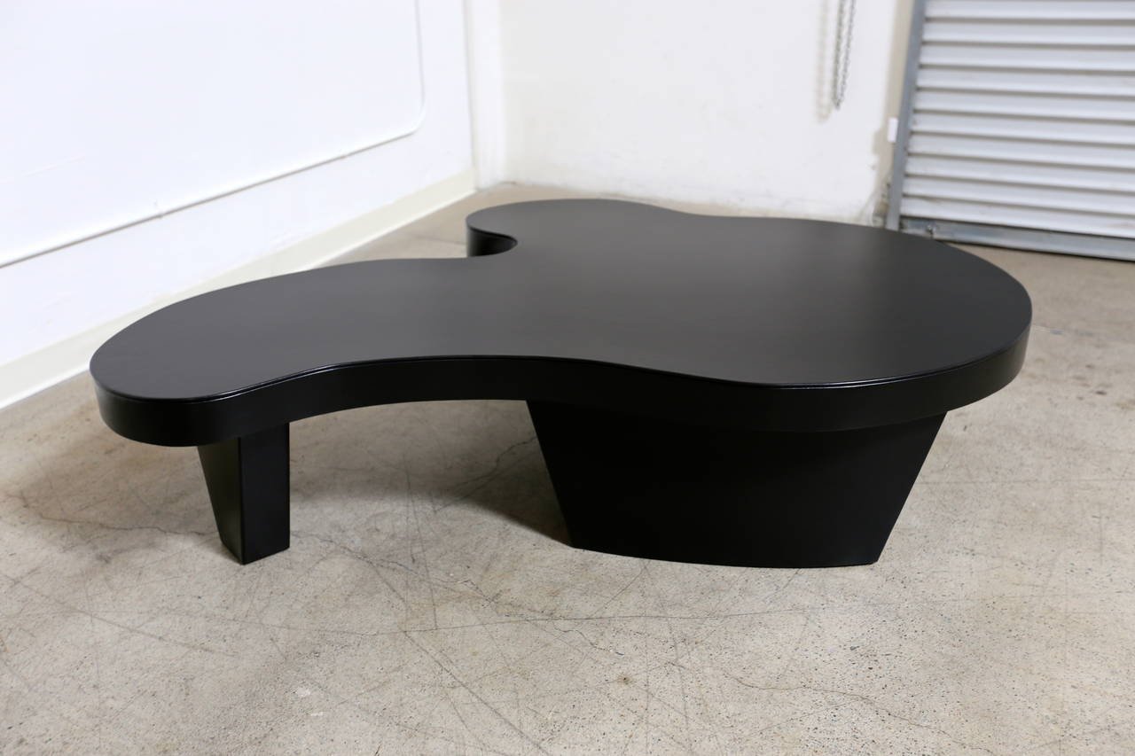 American Large Leather Wrapped Biomorphic Coffee Table
