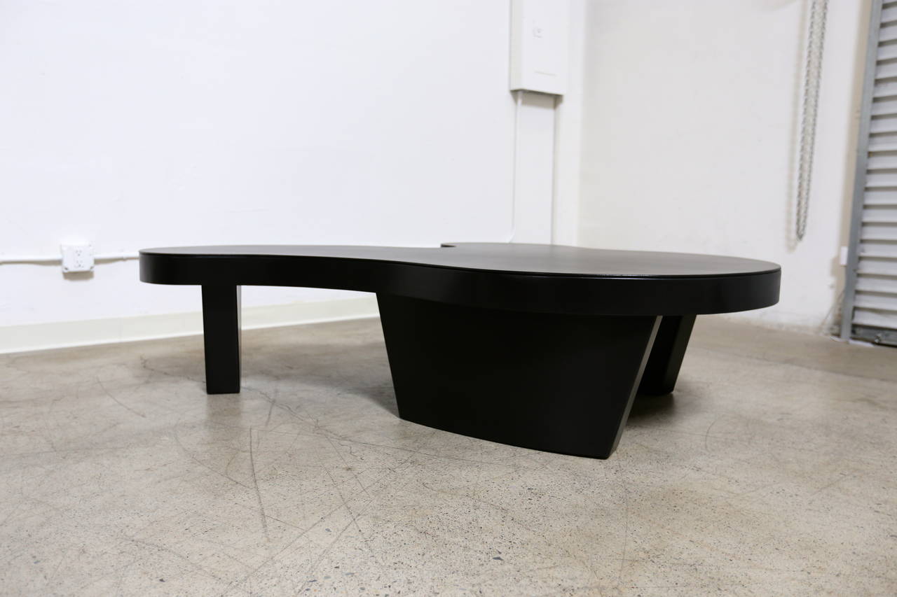 Large Leather Wrapped Biomorphic Coffee Table 1