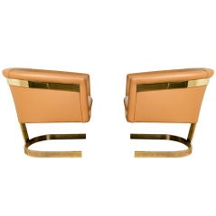 Pair Of George Kasparian Cantilevered Leather Lounge Chairs