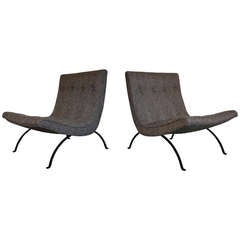 Pair of " scoop " chairs by Milo Baughman for Thayer Coggin