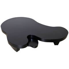 Large Leather Wrapped Biomorphic Coffee Table