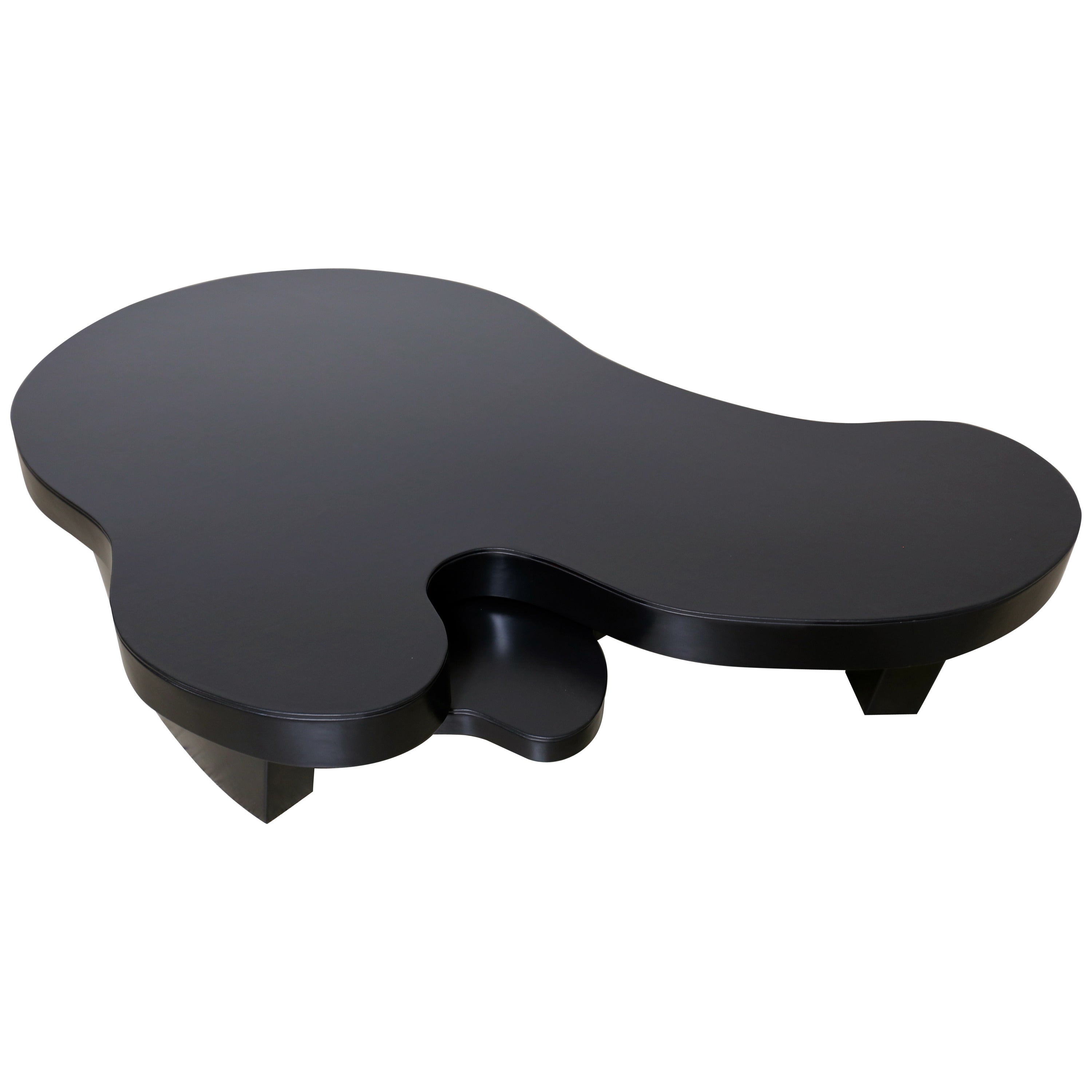 Large Leather Wrapped Biomorphic Coffee Table