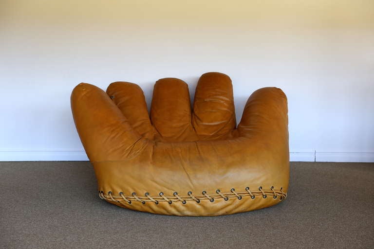 Pair Jonathan de Pas Joe leather lounge chairs 1