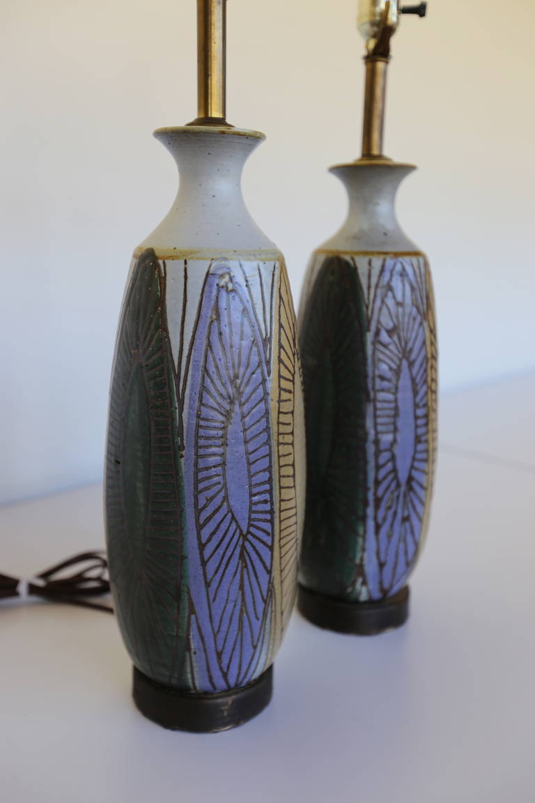 Pair of Ceramic Lamps by Raul Coronel.