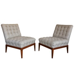 Pair of Tufted Slipper Chairs by Kipp Stewart