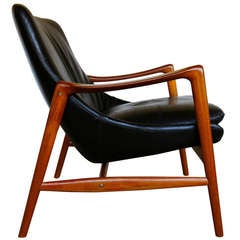Leather & Teak lounge chair by Kofod Larsen