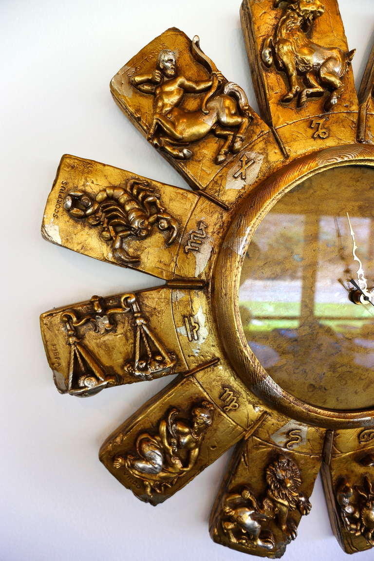 Sculptural Zodiac Clock In Excellent Condition In San Juan Capistrano, CA