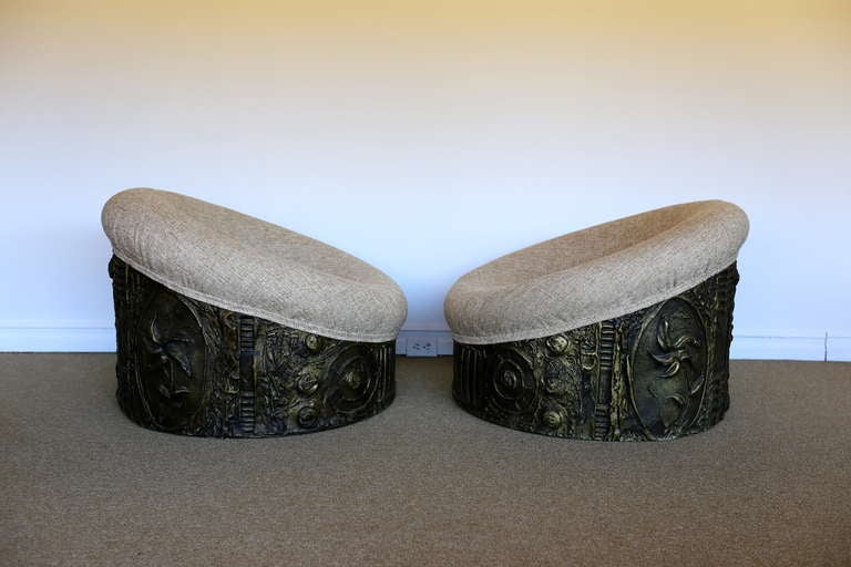 Pair of brutalist lounge chairs by Adrian Pearsall.