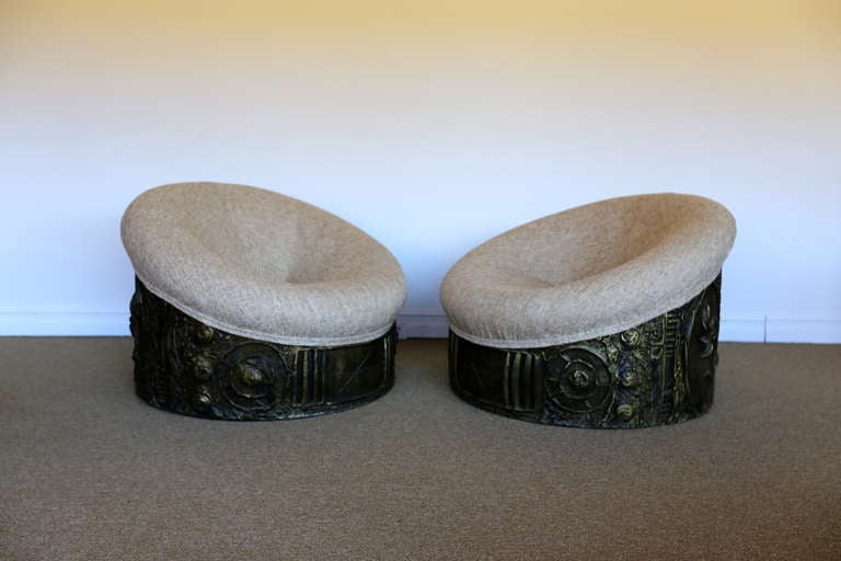 American Pair of Brutalist Lounge Chairs by Adrian Pearsall