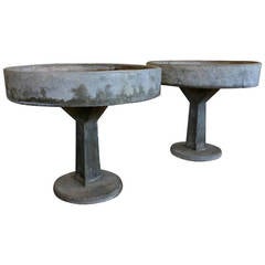 Monumental Pair of Cement Planters