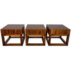 Solid walnut " end cut " side tables
