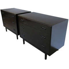 Pair Of Ebonized Danish Chest / Nightstands