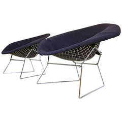 Pair of Early Bertoia Diamond Lounge Chairs for Knoll