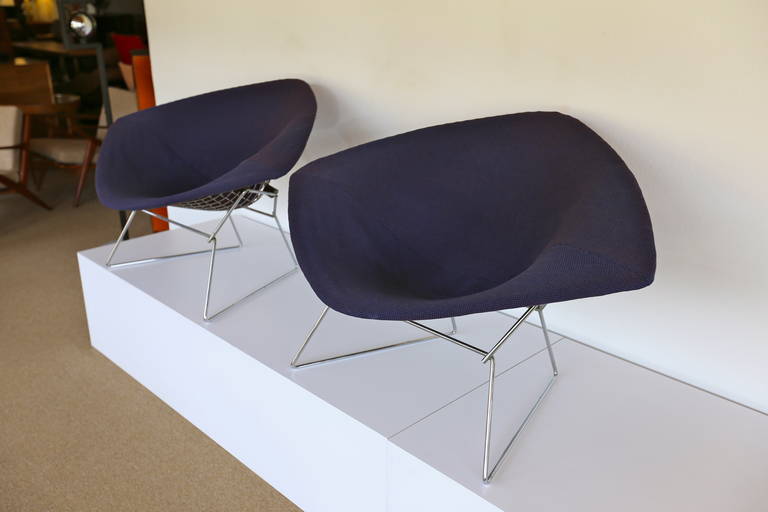 Mid-20th Century Pair of Early Bertoia Diamond Lounge Chairs for Knoll