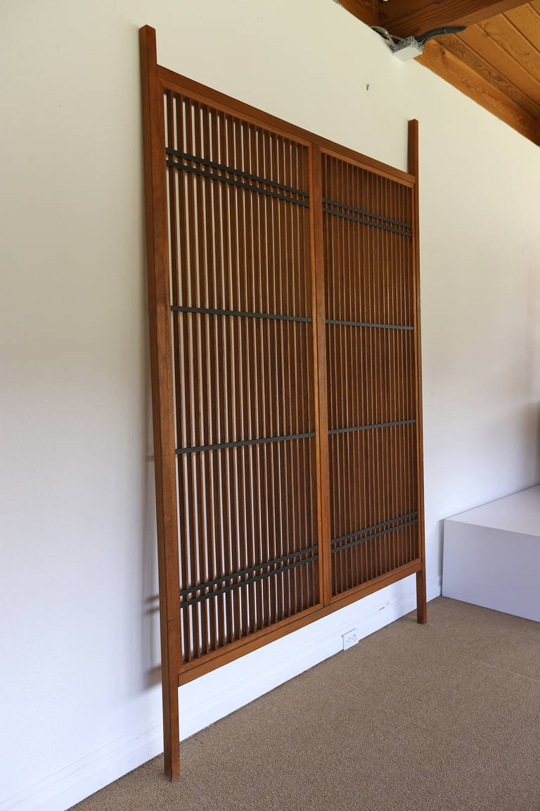 Teak and Mahogany Screen or Room Divider 1