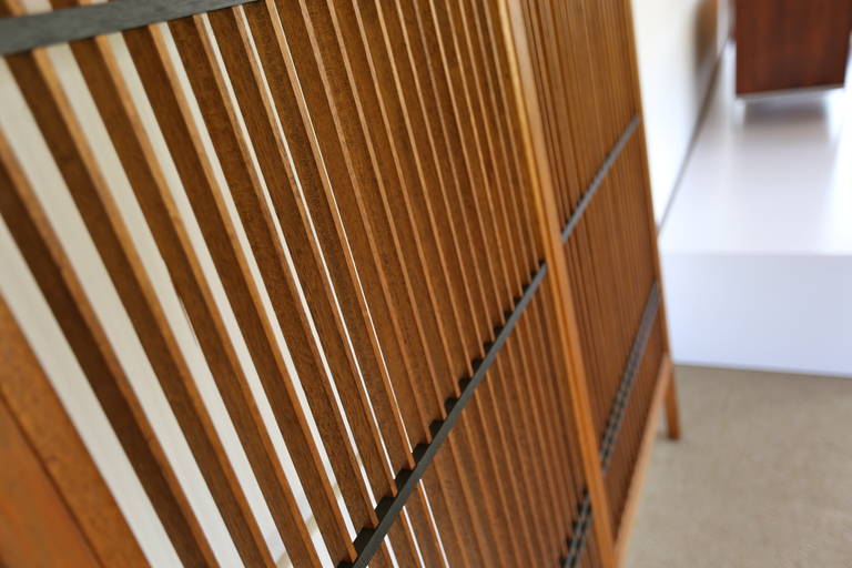 Teak and Mahogany Screen or Room Divider In Excellent Condition In Costa Mesa, CA