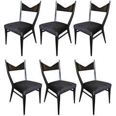 Six ebonized mahogany dining chairs by Paul McCobb for Calvin