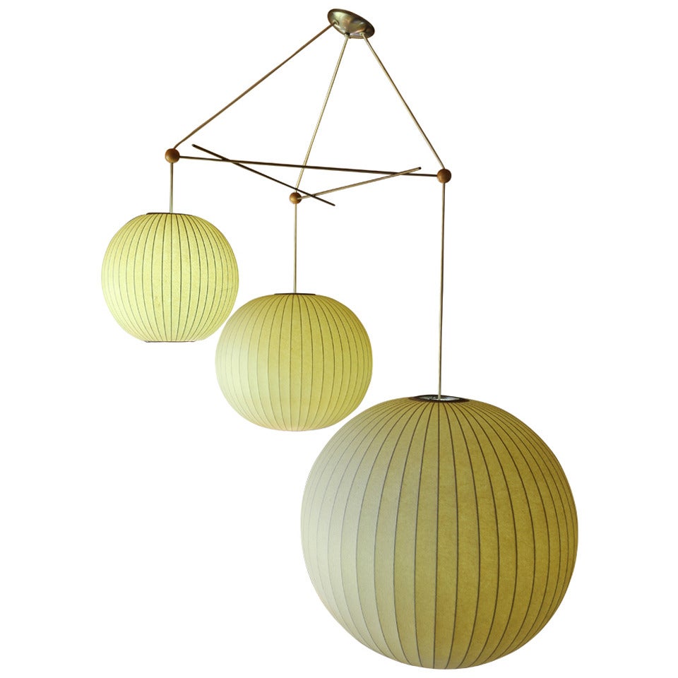 Rare lampe à bulles à trois niveaux:: originale:: signée George Nelson pour Howard Miller