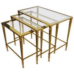 Vintage Polished Brass Italian Nesting Tables