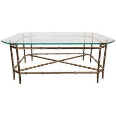 Chrome and Glass Faux Bamboo Coffee Table