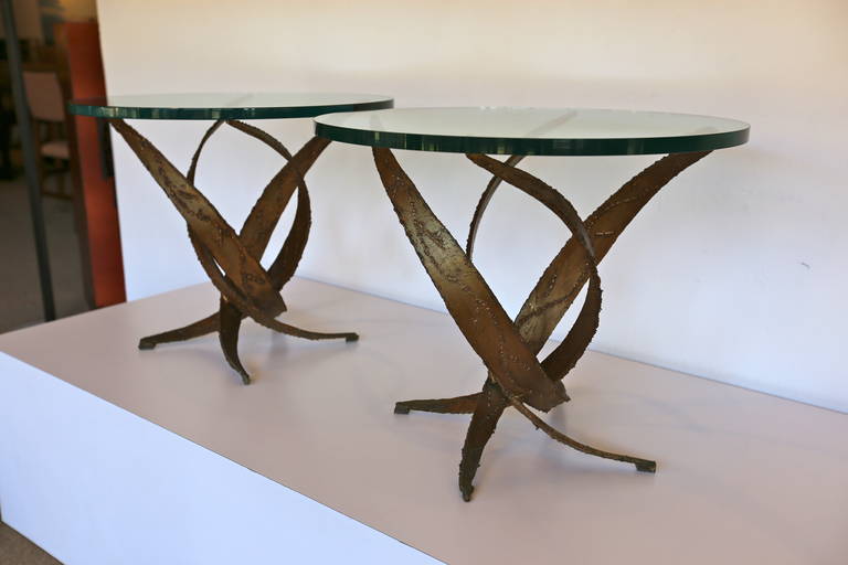 Pair of Brutal Torch Cut Side Tables
