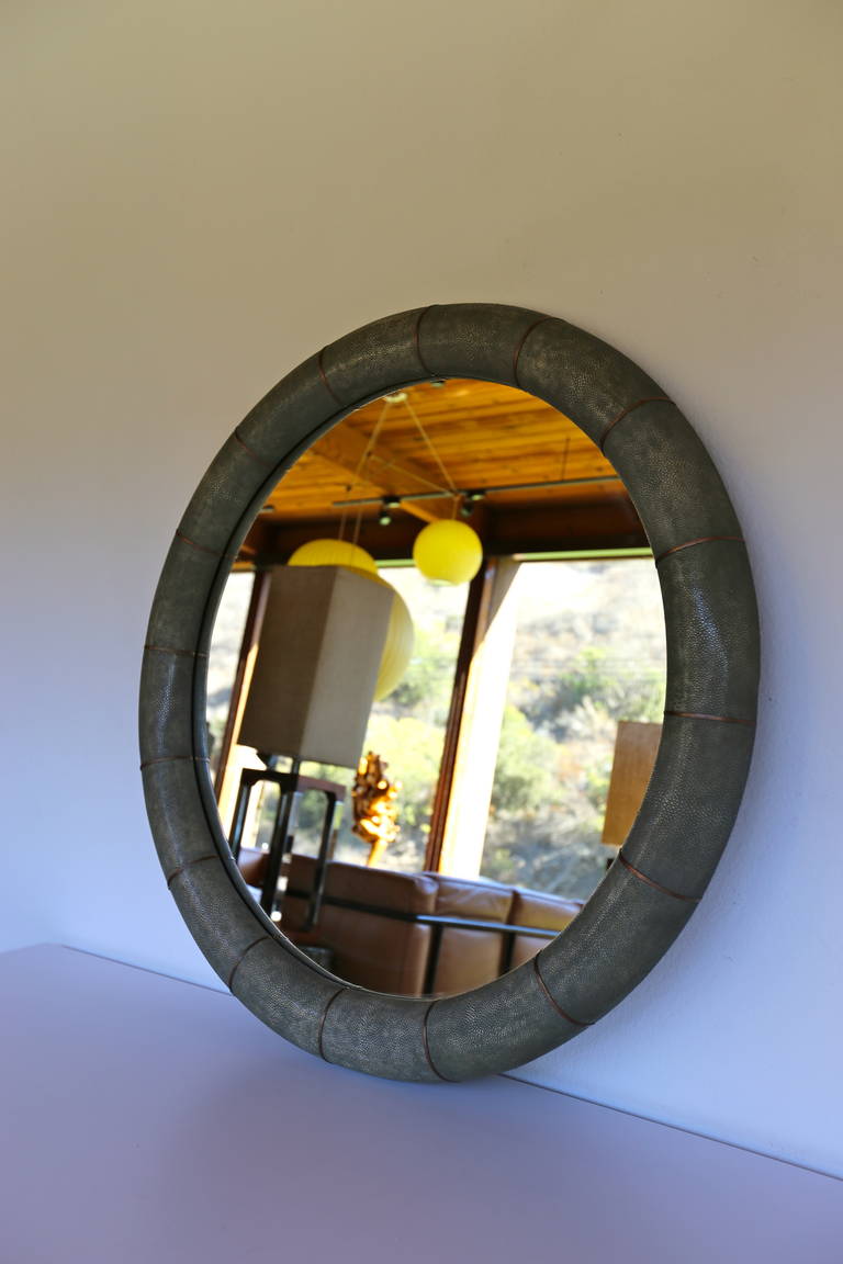 Custom Round Shagreen Mirror.