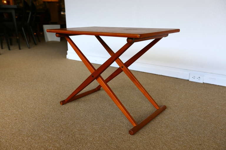Danish teak ampaign style folding side table.