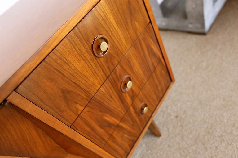 Mid-20th Century Sculptural Walnut Diamond Front Credenza