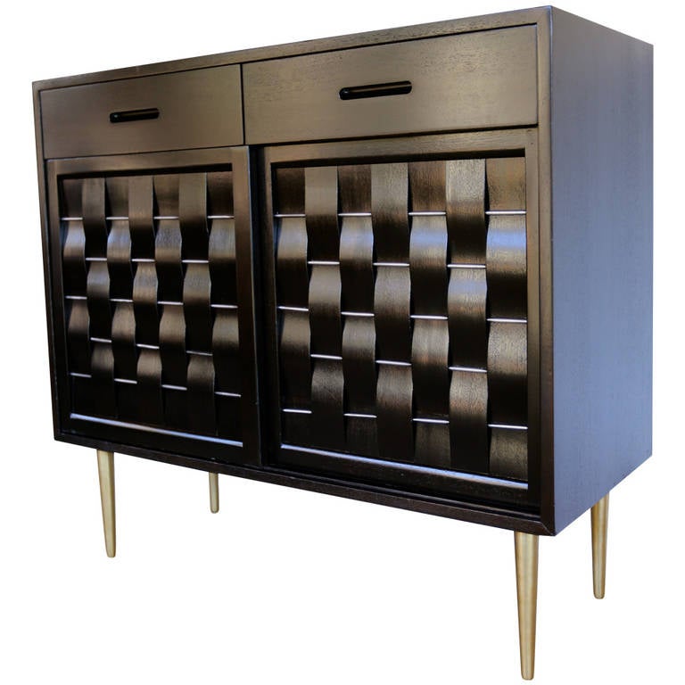 Ebonized Woven Front "Basket Weave" by Edward Wormley at 1stDibs