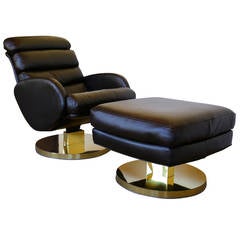 Leather Lounge Chair and Ottoman by Milo Baughman for Thayer Coggin
