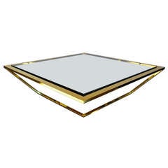 Cantilevered Brass & Glass Coffee Table