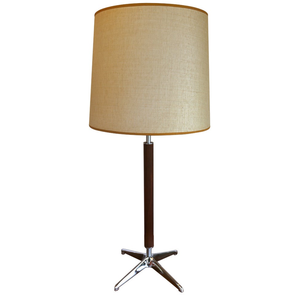 Walnut & Chrome Table Lamp by Lightolier