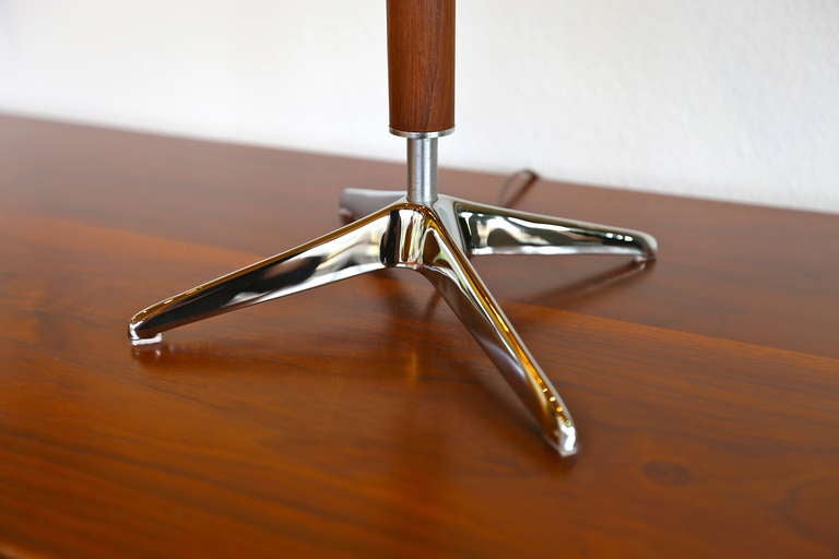American Walnut & Chrome Table Lamp by Lightolier