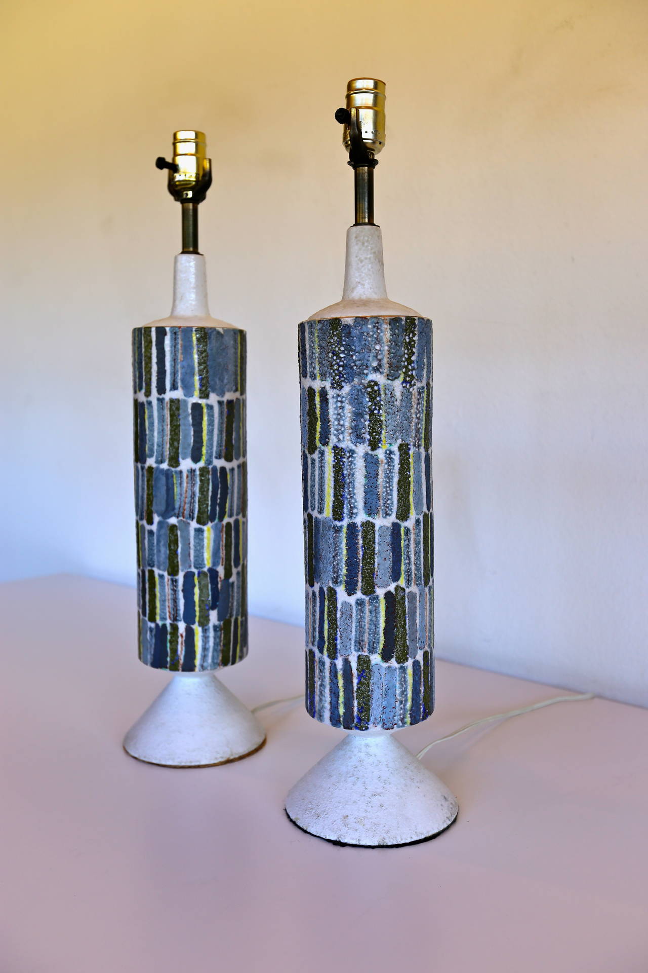 Pair of Raymor Ceramic Table Lamps For Sale at 1stdibs