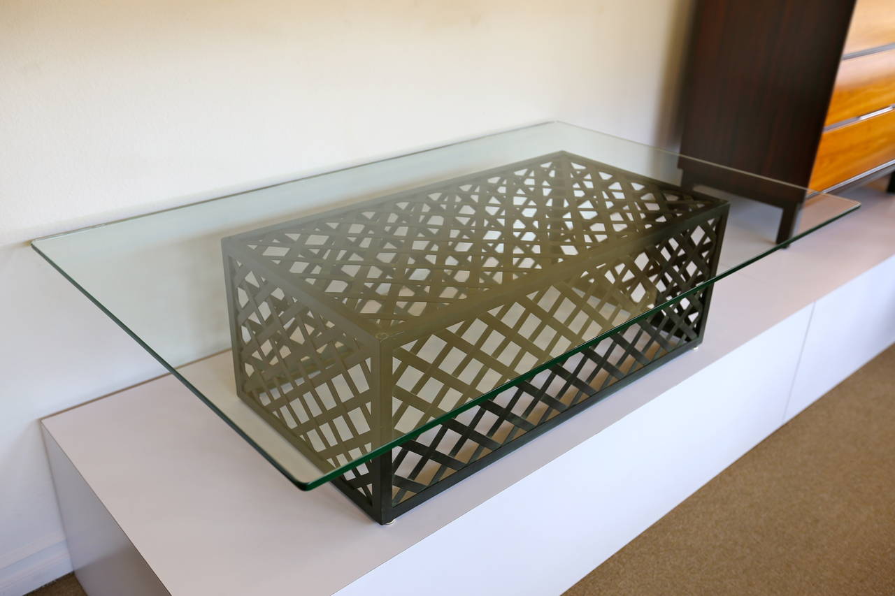Lattice Framed Coffee Table Attributed to Salterini