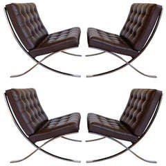 Set of Four Barcelona Chairs by Ludwig Mies Van Der Rohe For Knoll
