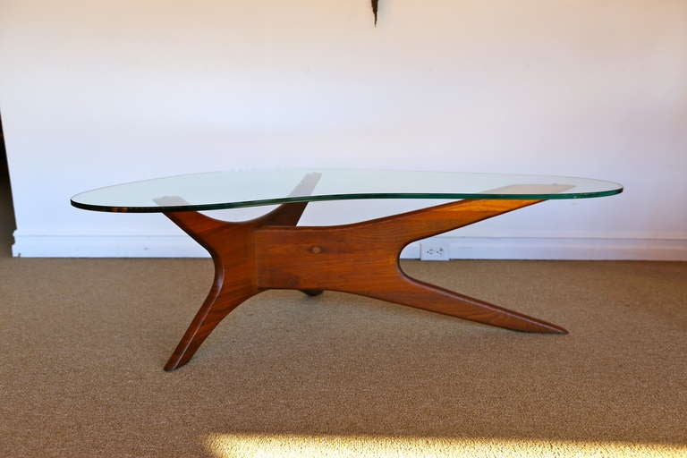 Sculptural Walnut & Glass Coffee Table by Adrian Pearsall In Excellent Condition In San Juan Capistrano, CA