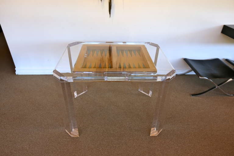 Lucite Backgammon Game Table by Charles Hollis Jones In Excellent Condition In Costa Mesa, CA