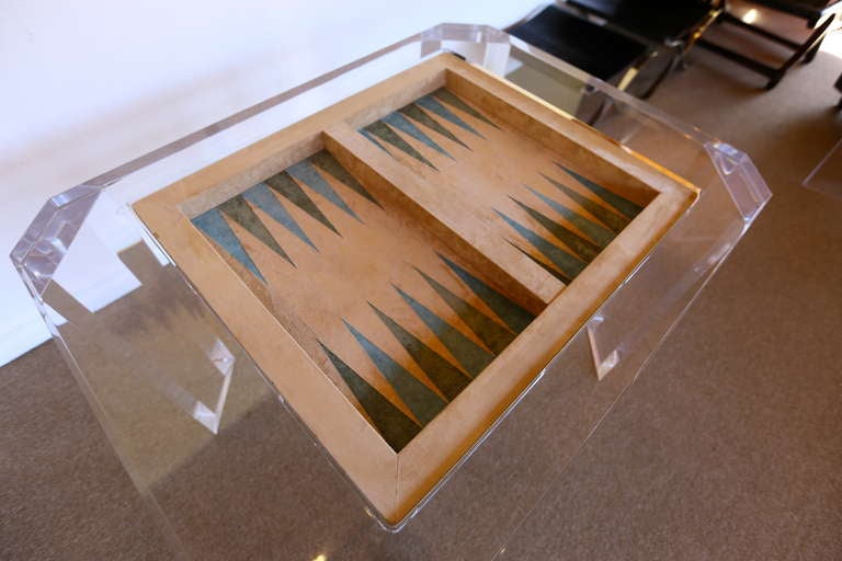 Mid-Century Modern Lucite Backgammon Game Table by Charles Hollis Jones