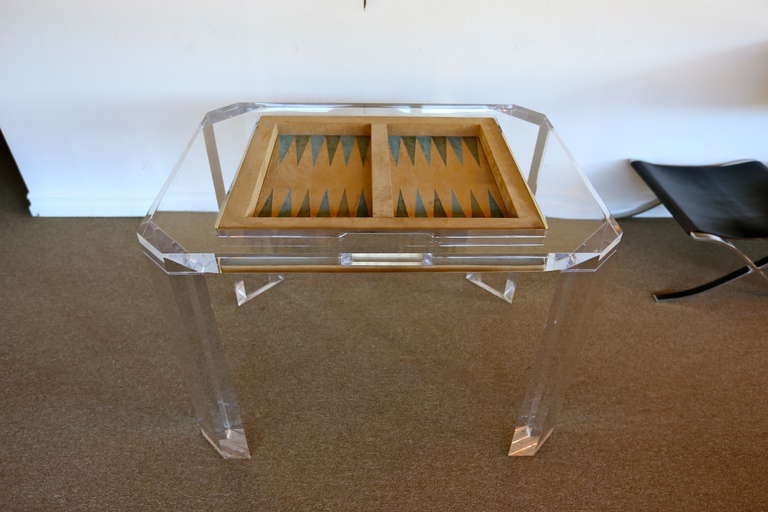 Lucite Backgammon Game Table by Charles Hollis Jones.