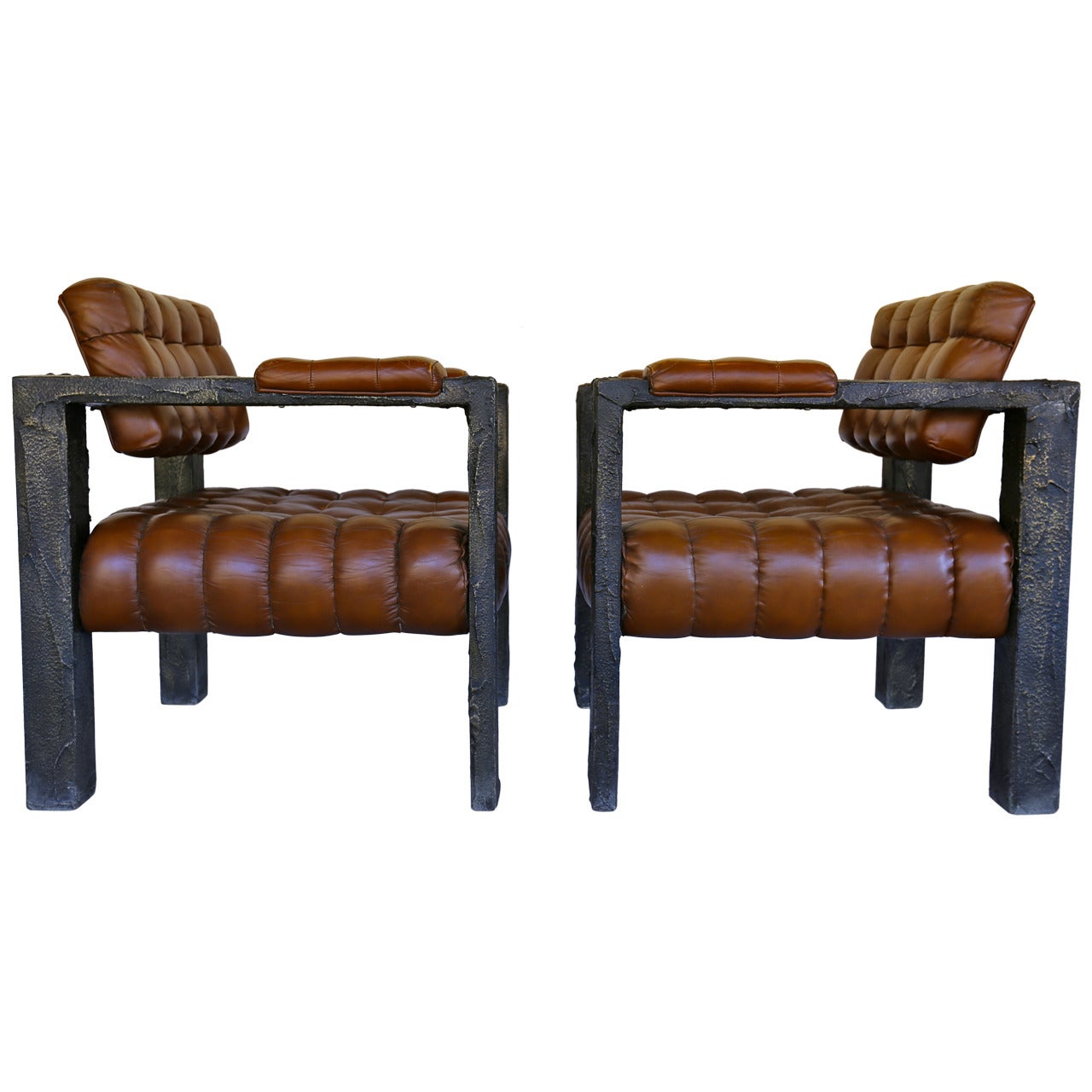 Custom Sculpted Lounge Chairs by Paul Evans Signed PE 71