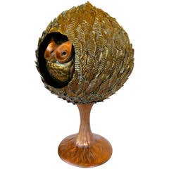 Sergio Bustamante Owl Nesting Sculpture