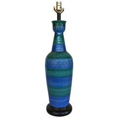 Italian Blue Ceramic Lamp by Bitossi